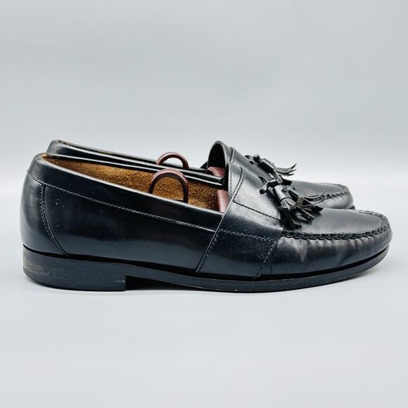 Cole Haan Shoes Men 8 Black Leather Tassel Loafers Slip On Classic Comfort Dress - Picture 1 of 13
